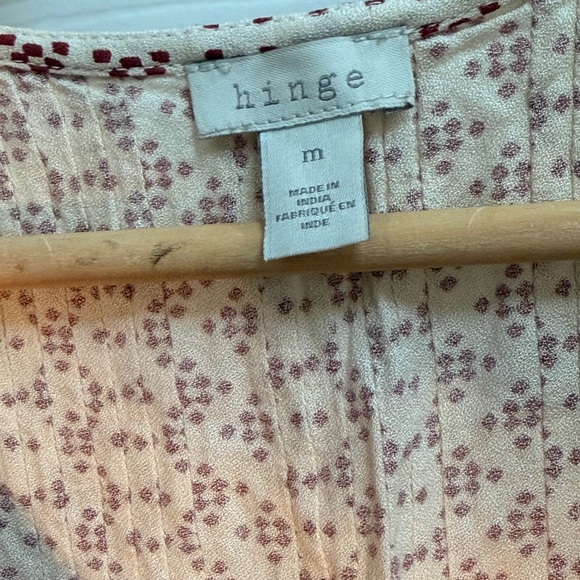 hinge Cream Blouse with Burgundy Geo Print - Picture 2 of 2